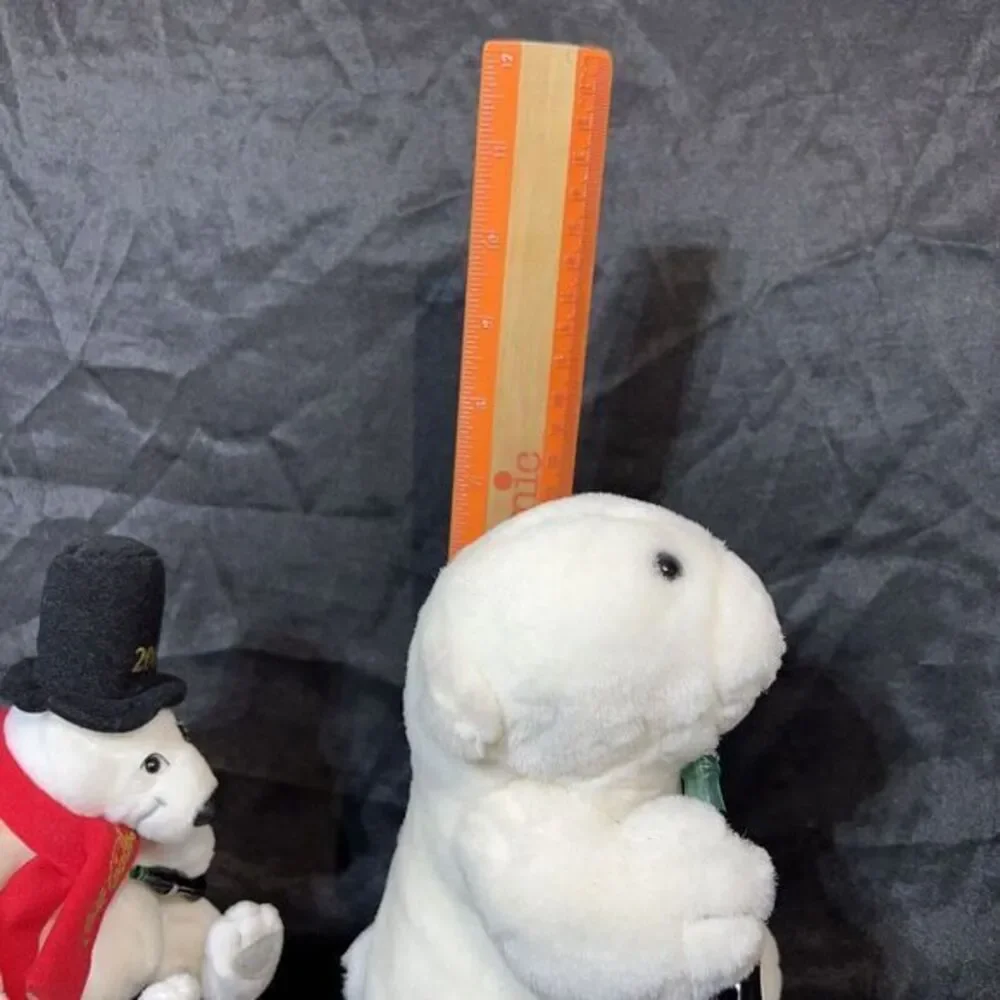 coca cola. vintage BRAND Plush Polar Bears with scarf‎ both holding bottles